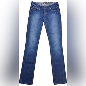 Paige Blue Heights Straight Leg Low Rise Jeans Medium Wash Womens 25
